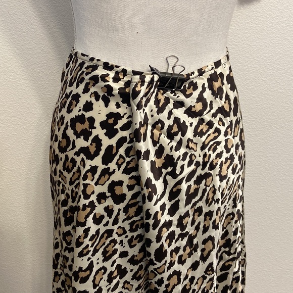 Y2K leopard silk slip skirt midi animal print beaded embroidery large NY&Co - Picture 15 of 15